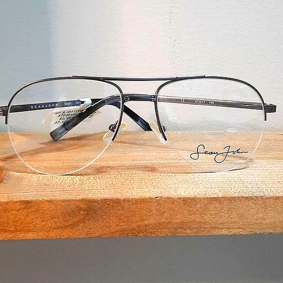 New Sean John Metal Eyeglass Frame, Rx'able, half rim Aviator style mens glasses - Picture 1 of 6